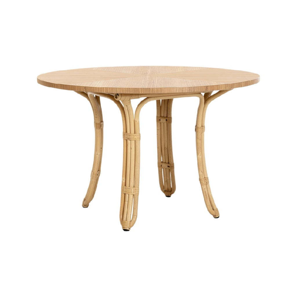 Round Bamboo Dining Table with Sturdy Legs